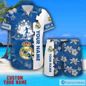 Real Madrid Tropical Combo Hawaiian Shirt And Shorts Personalized Name For Fans Product Photo 1