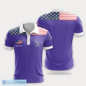 Colorado Rockies Flag Pattern And Sport Team Logo 3D Polo Shirt Custom Name For Fans Product Photo 1