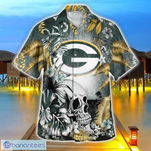 Green Bay Packers Tropical Floral Skull 3D Hawaiian Shirt Beach Shirt Halloween Gift Product Photo 3
