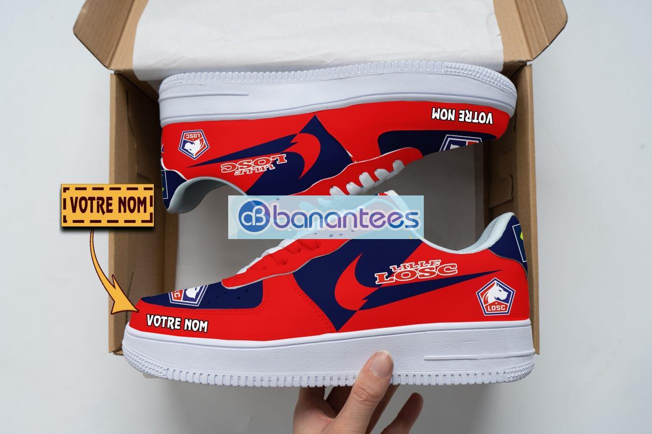 losc lille air force shoes custom name gift for fans af1 sneakers image LOSC Lille Air Force Shoes Custom Name Gift For Fans AF1 Sneakers Product Photo 1