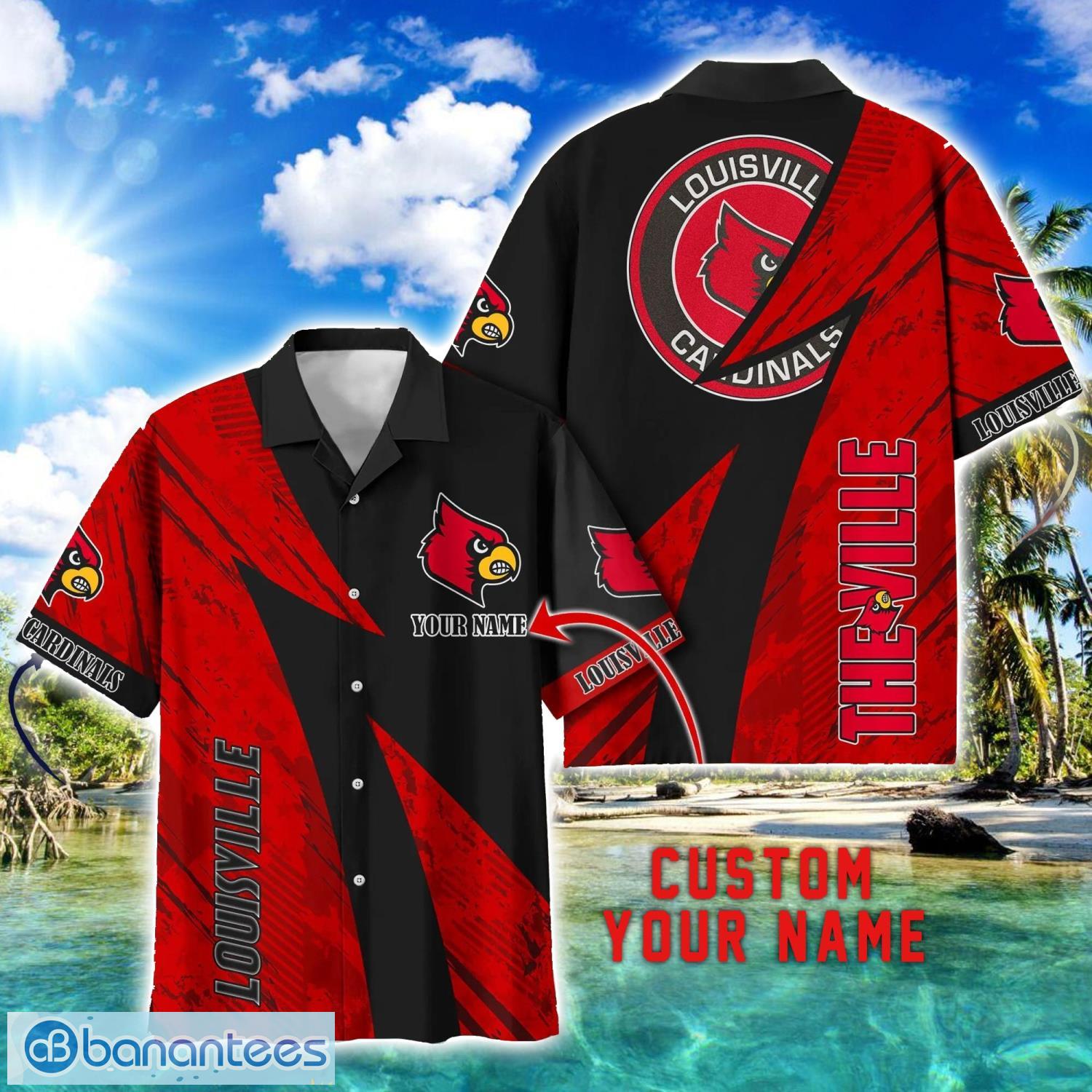 louisville cardinals aop hawaiian shirt beach summer shirt personalized name for fans image Louisville Cardinals AOP Hawaiian Shirt Beach Summer Shirt Personalized Name For fans Product Photo 1