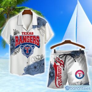 Texans Rangers Team Logo Pattern White Background 3D Hawaiian Shirt And Shorts Product Photo 1