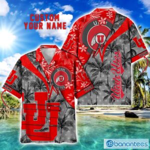Utah Utes Hawaii Shirt Vintage coconut Pattern Tropical Hawaiian Football Beach Shirts Custom Name Product Photo 1