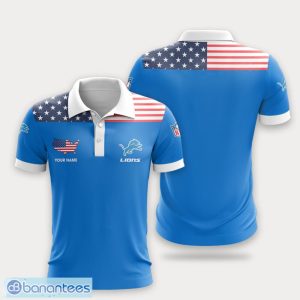 Detroit Lions Flag Pattern And Sport Team Logo 3D Polo Shirt Custom Name For Fans Product Photo 1