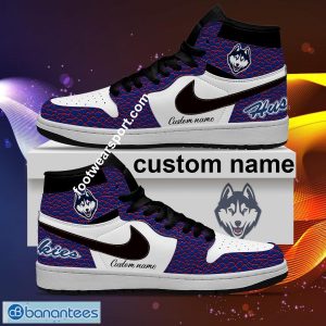 Personalized NCAA Connecticut Huskies Air Jordan 1 Hightop Shoes Glass All Over Print - Personalized NCAA Connecticut Huskies Air Jordan 1 Sneakers Glass Hightop Shoes Photo 2