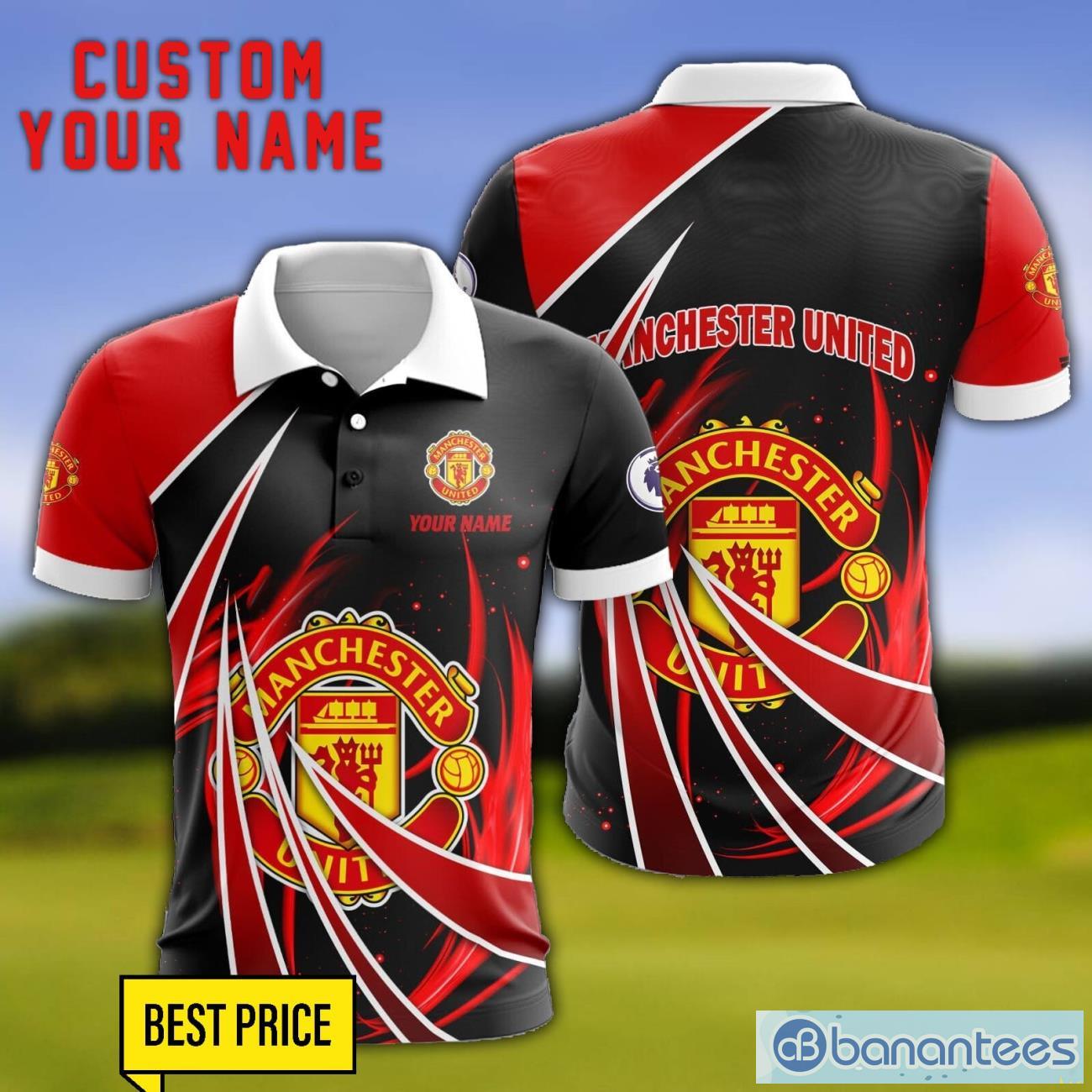 manchester united personalized name 3d polo shirt gift for sport golf lover image Manchester United Personalized Name 3D Polo Shirt Gift For Sport Golf Lover Product Photo 1