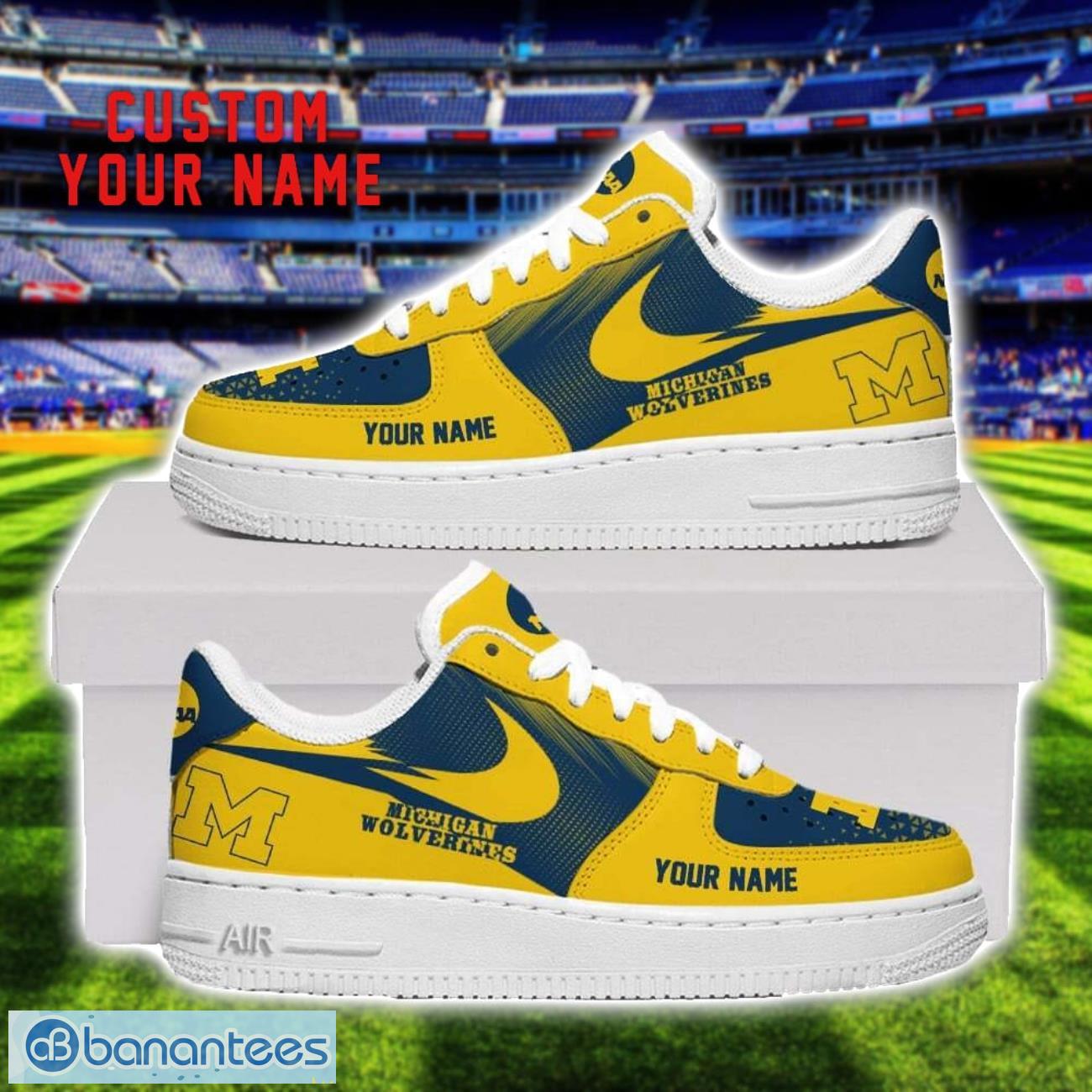 michigan wolverines air force shoes sneakers for men women gift custom name image Michigan Wolverines Air Force Shoes Sneakers For Men Women Gift Custom Name Product Photo 1