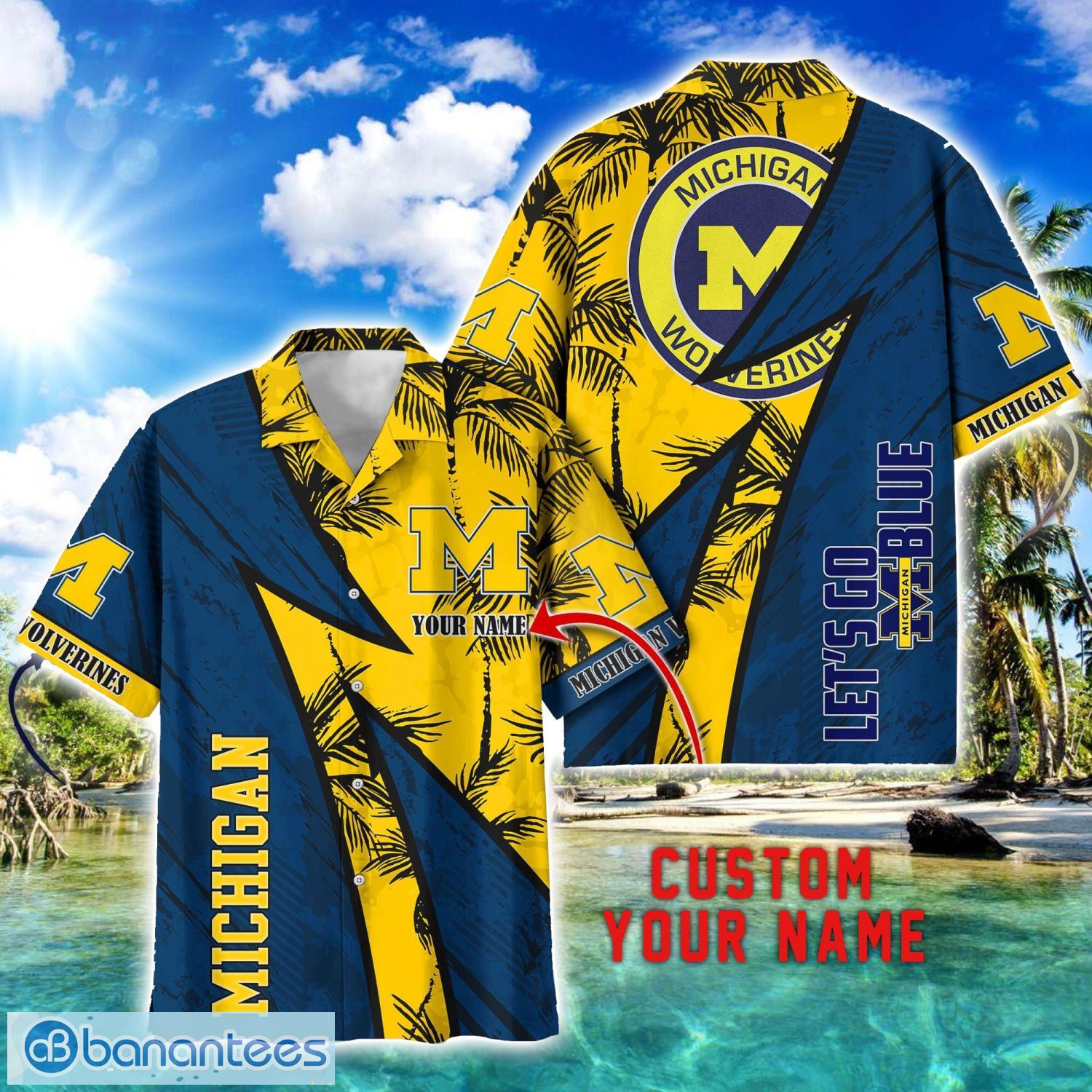 michigan wolverines aop hawaiian shirt beach summer shirt personalized name for fans image Michigan Wolverines AOP Hawaiian Shirt Beach Summer Shirt Personalized Name For fans Product Photo 1