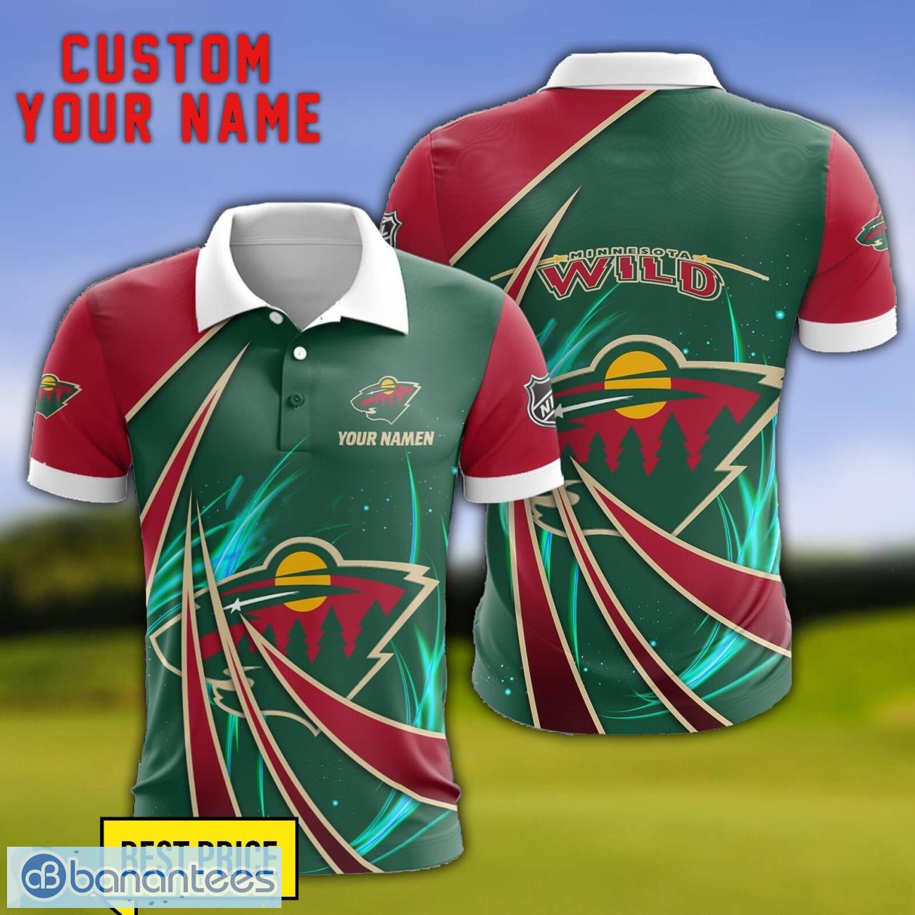 minnesota wild personalized name 3d polo shirt gift for sport golf lover image Minnesota Wild Personalized Name 3D Polo Shirt Gift For Sport Golf Lover Product Photo 1