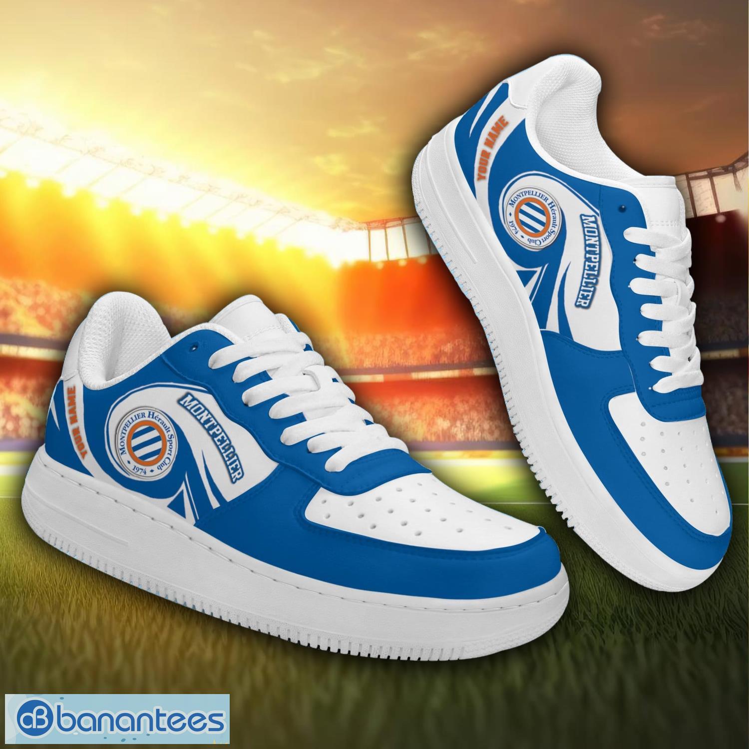 montpellier hsc air force sneakers personalized name gift ideas for fans image Montpellier HSC Air Force Sneakers Personalized Name Gift Ideas For Fans Product Photo 1