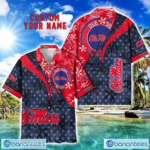 Ole Miss Rebels Hawaii Shirt Vintage coconut Pattern Tropical Hawaiian Football Beach Shirts Custom Name Product Photo 1