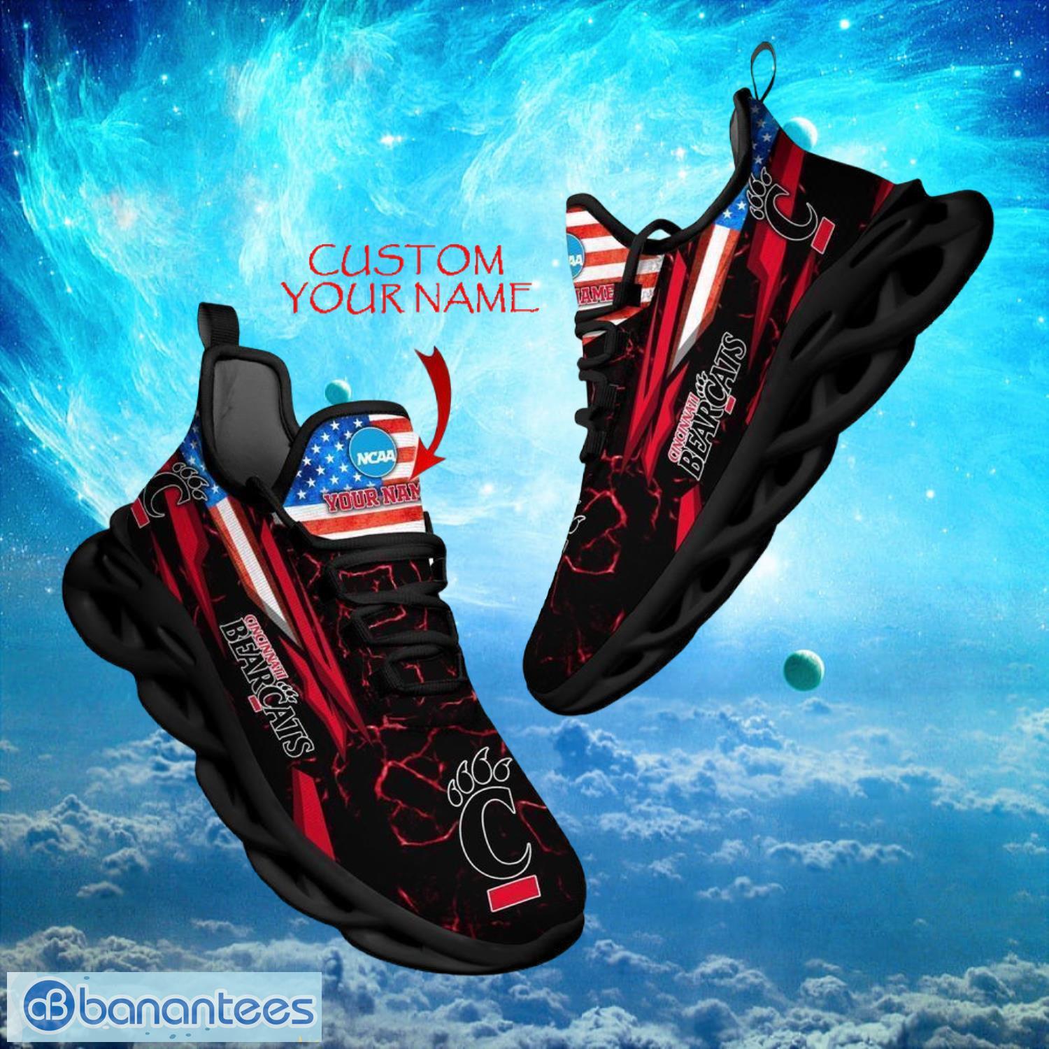 ncaa cincinnati bearcats design for fans loves custom your name max soul shoes image NCAA Cincinnati Bearcats Design For Fans Loves Custom Your Name Max Soul Shoes Product Photo 1