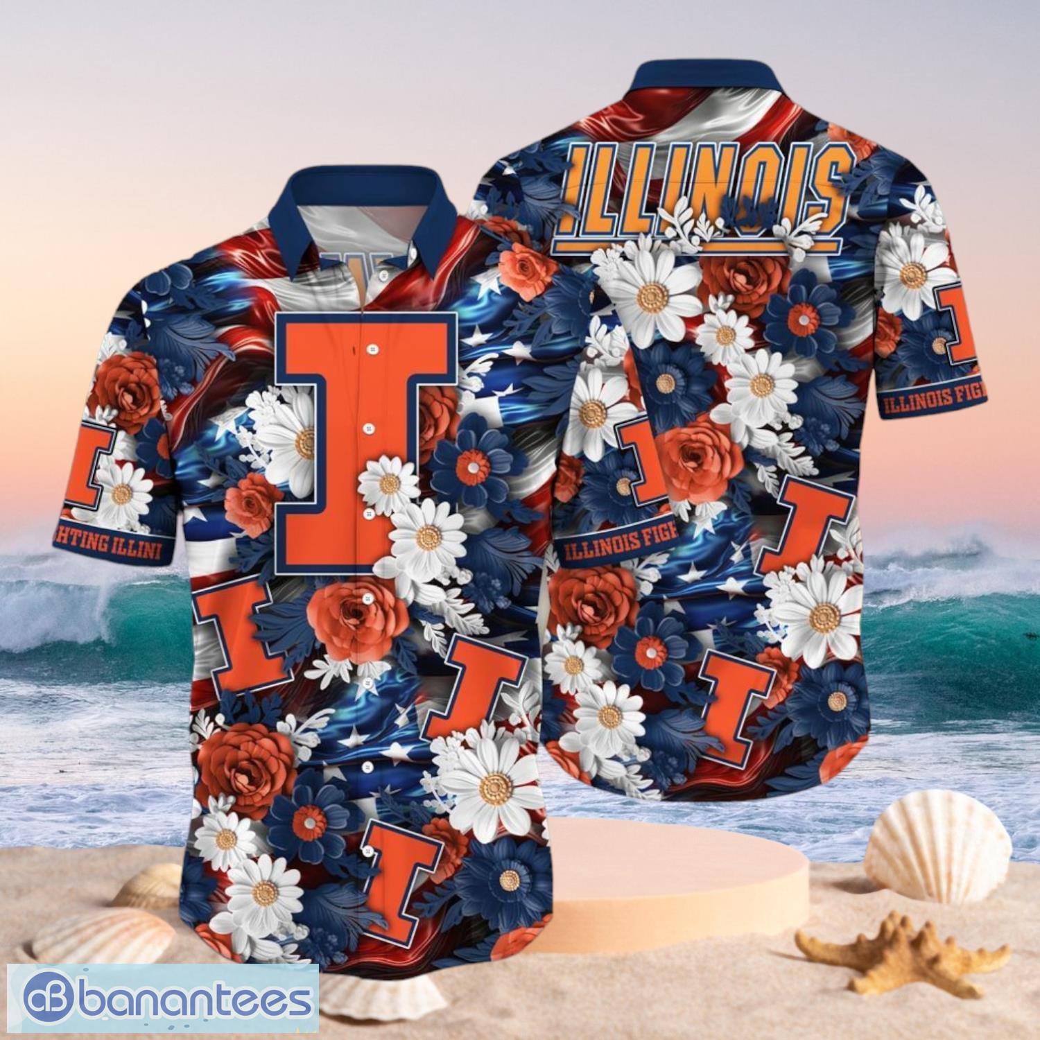 ncaa illinois fighting illini design logo gift for fan independence day hawaii shirt full over print image NCAA Illinois Fighting Illini Design Logo Gift For Fan Independence Day Hawaii Shirt Full Over Print Product Photo 1