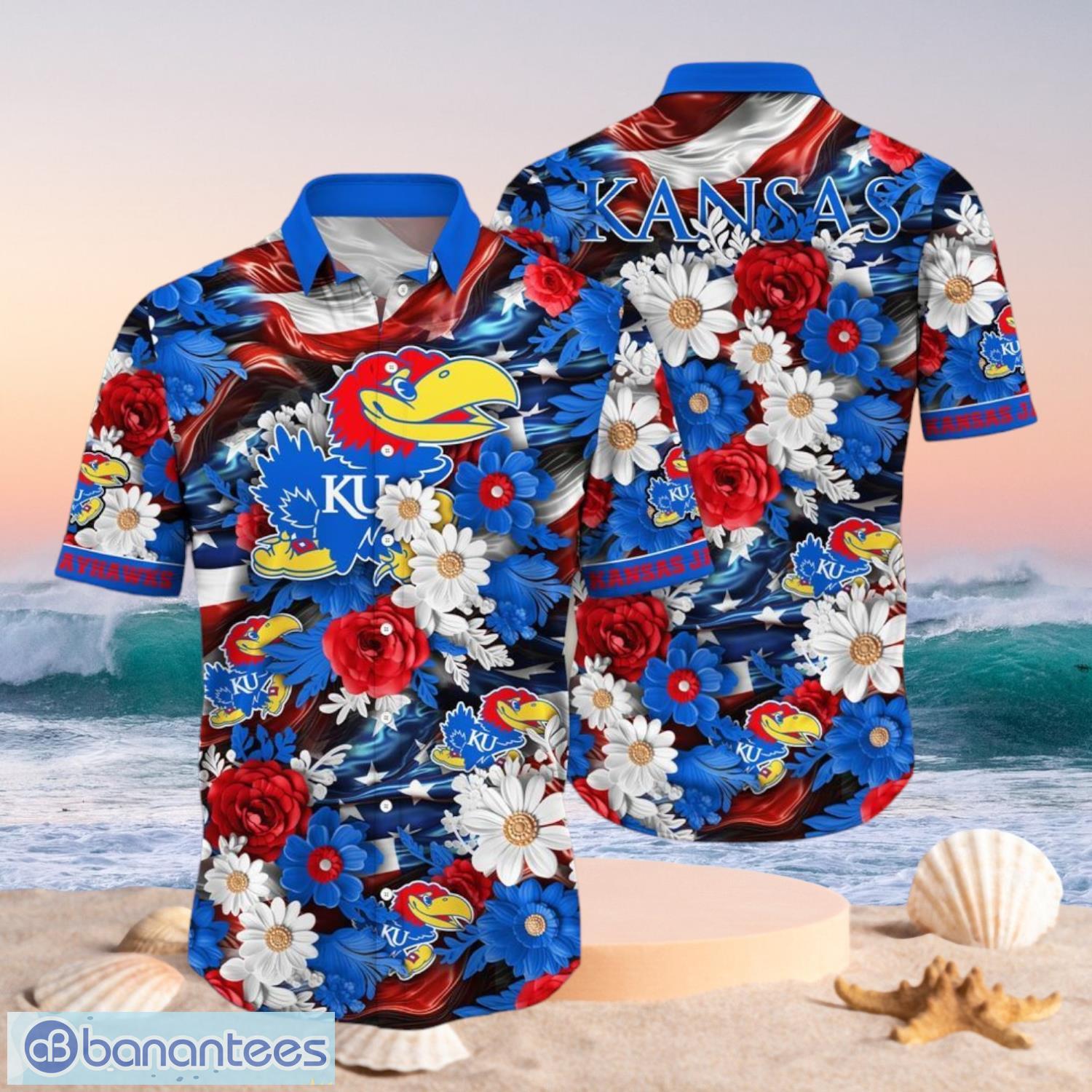 ncaa kansas jayhawks design logo gift for fan independence day hawaii shirt full over print image NCAA Kansas Jayhawks Design Logo Gift For Fan Independence Day Hawaii Shirt Full Over Print Product Photo 1