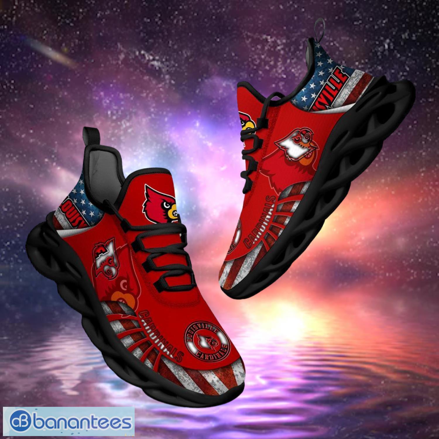 ncaa louisville cardinals design logo america flag gift for fans max shoes image NCAA Louisville Cardinals Design Logo & America Flag Gift For Fans Max Shoes Product Photo 1