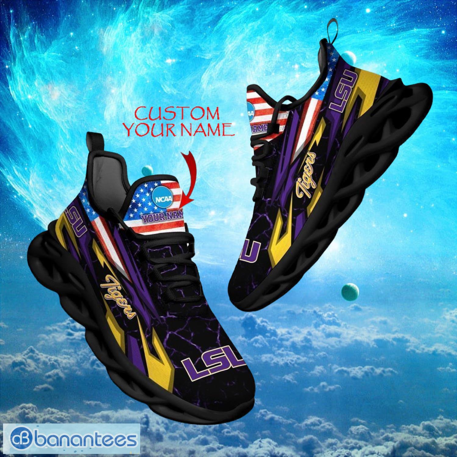 ncaa lsu tigers design for fans loves custom your name max soul shoes image NCAA LSU TIGERS Design For Fans Loves Custom Your Name Max Soul Shoes Product Photo 1