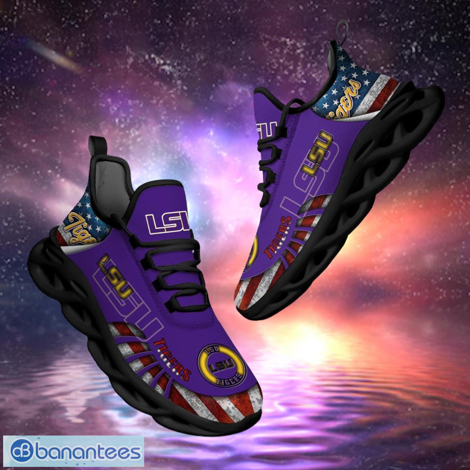 ncaa lsu tigers design logo america flag gift for fans max shoes image NCAA LSU Tigers Design Logo & America Flag Gift For Fans Max Shoes Product Photo 1