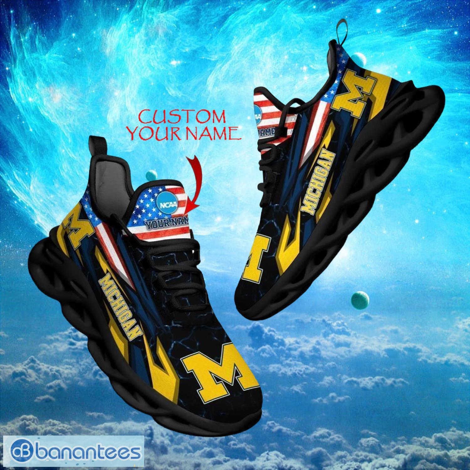 ncaa michigan wolverines design for fans loves custom your name max soul shoes image NCAA Michigan Wolverines Design For Fans Loves Custom Your Name Max Soul Shoes Product Photo 1
