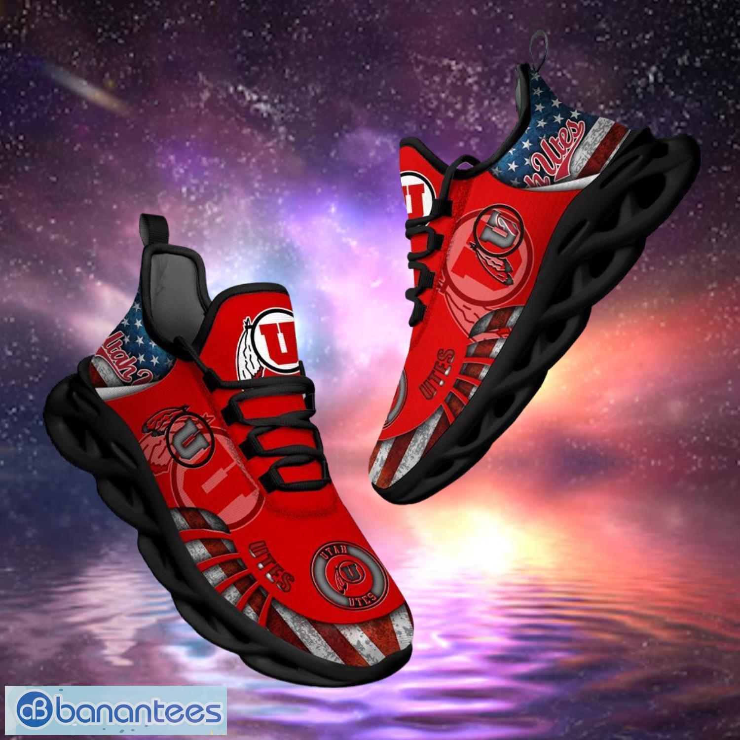 ncaa utah utes design logo america flag gift for fans max shoes image NCAA Utah Utes Design Logo & America Flag Gift For Fans Max Shoes Product Photo 1