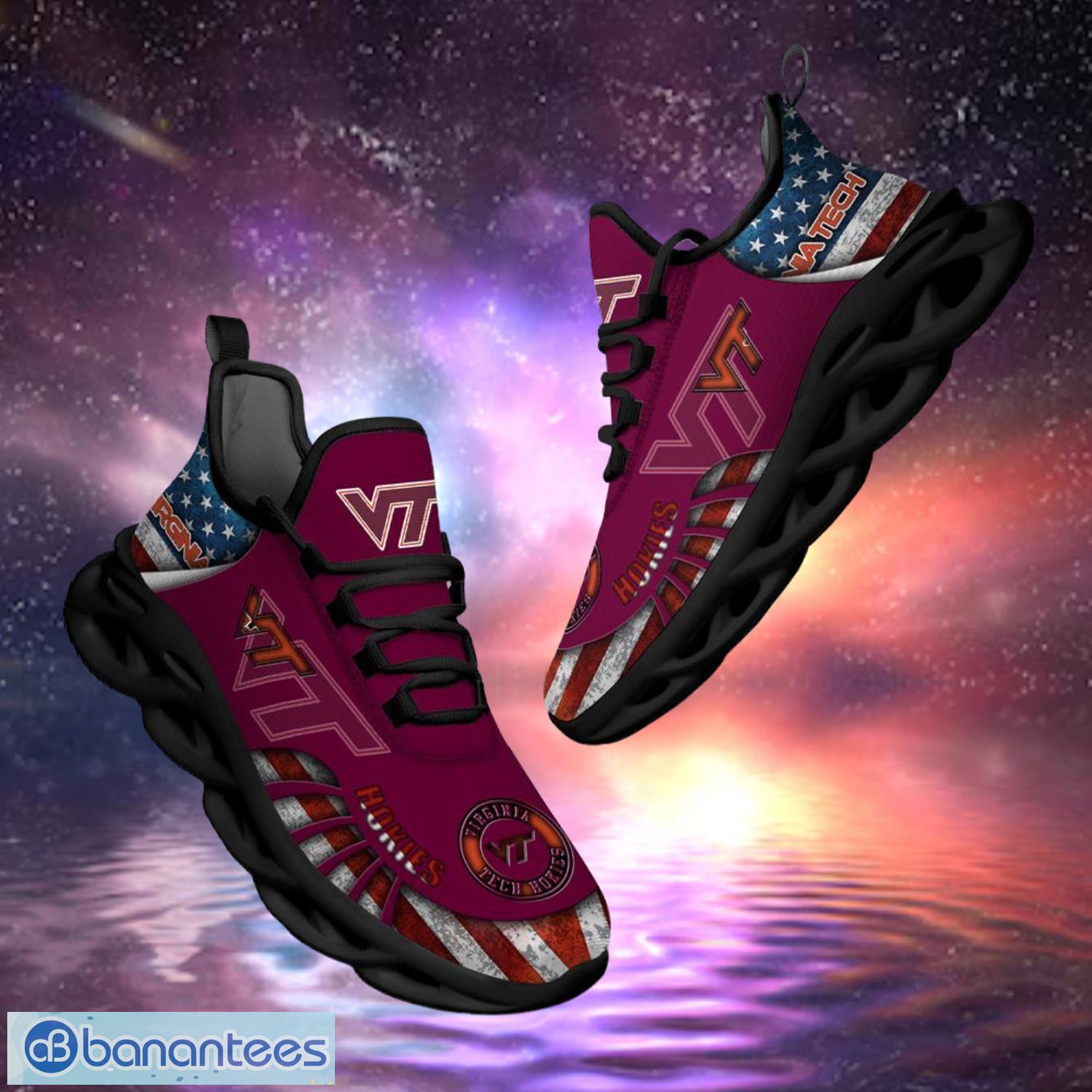 ncaa virginia tech hokies design logo america flag gift for fans max shoes image NCAA Virginia Tech Hokies Design Logo & America Flag Gift For Fans Max Shoes Product Photo 1