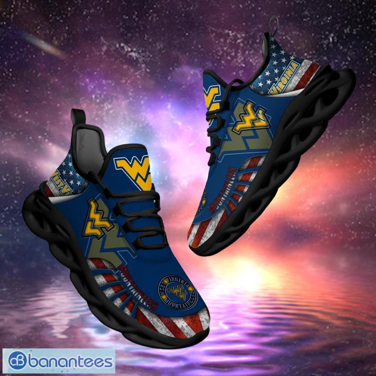 ncaa west virginia mountaineers design logo america flag gift for fans max shoes image NCAA West Virginia Mountaineers Design Logo & America Flag Gift For Fans Max Shoes Product Photo 1