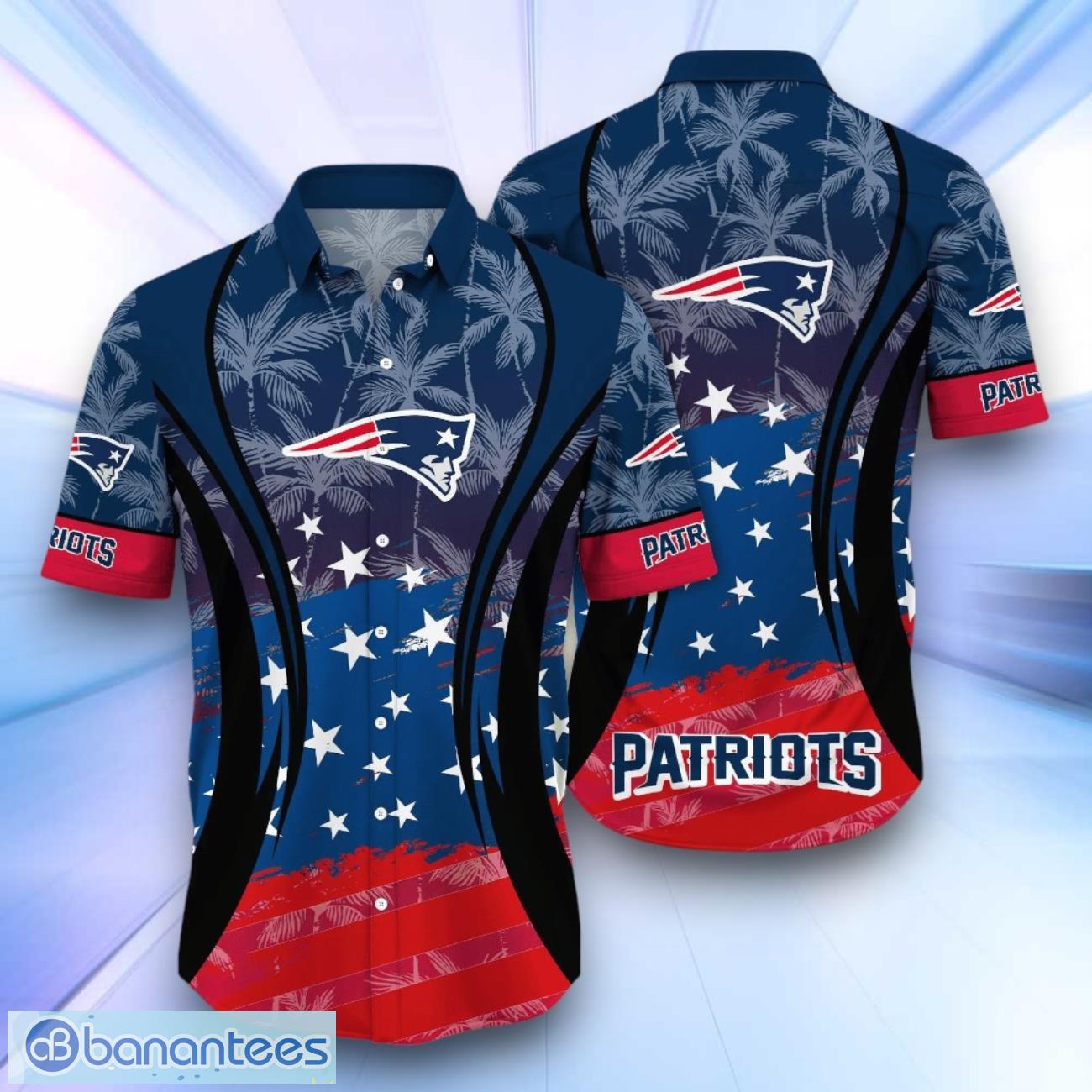 new england patriots nfl hawaiian shirt flag aloha shirt summer beach for fans image New England Patriots NFL Hawaiian Shirt Flag Aloha Shirt Summer Beach For Fans Product Photo 1
