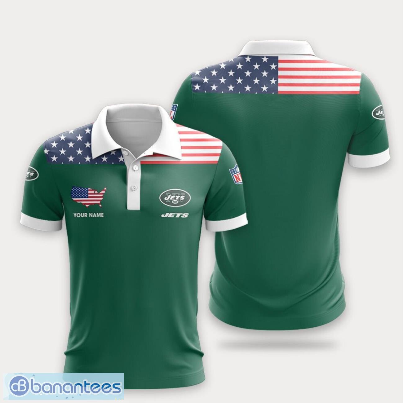 new york jets flag pattern and sport team logo 3d polo shirt custom name for fans image New York Jets Flag Pattern And Sport Team Logo 3D Polo Shirt Custom Name For Fans Product Photo 1