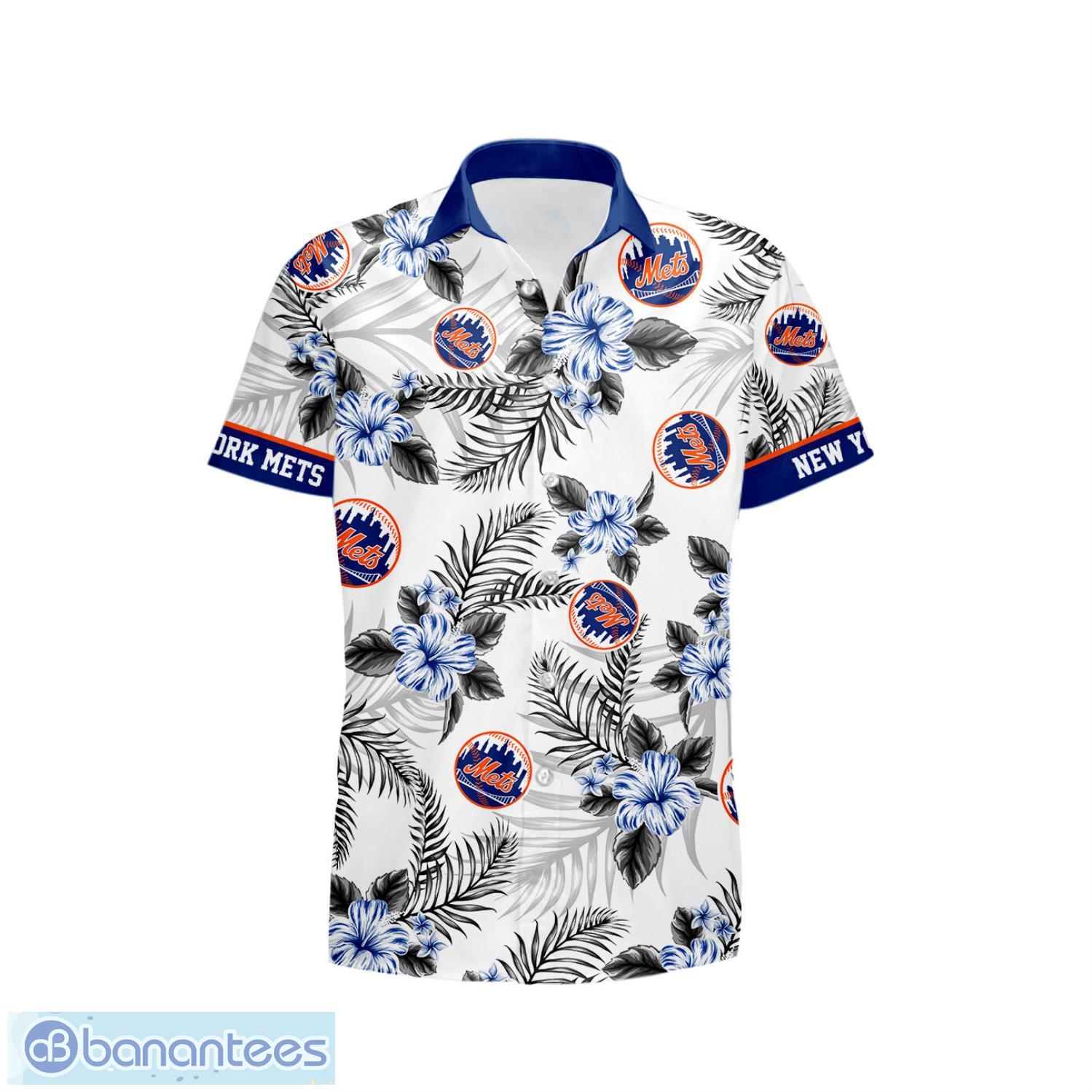 new york mets tropical floral logo hawaiian shirt 1 image New York Mets Tropical Floral Logo Hawaiian Shirt Product Photo 2