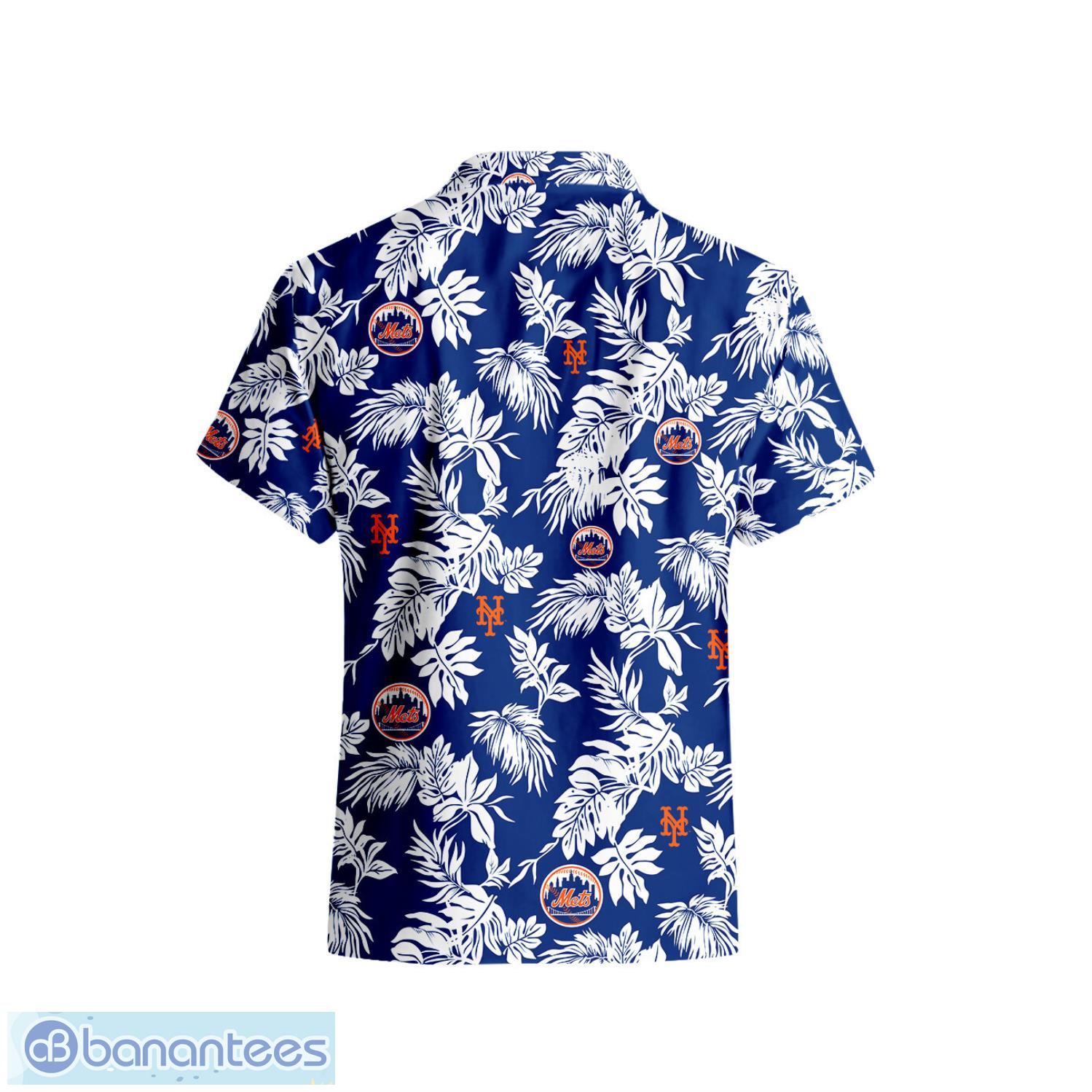 New York Mets Tropical Leaf 3D Printed Hawaiian Shirt Beach Team Gift New York Mets Tropical Leaf 3D Printed Hawaiian Shirt Beach Team Gift Product Photo 3