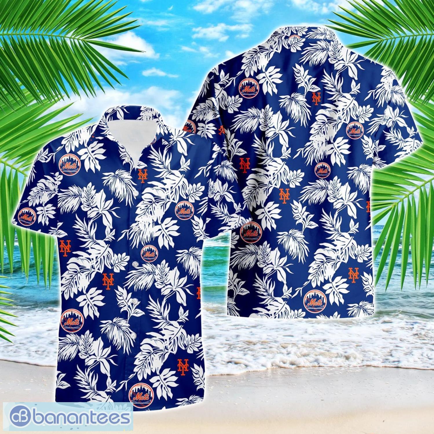 new york mets tropical leaf 3d printed hawaiian shirt beach team gift image New York Mets Tropical Leaf 3D Printed Hawaiian Shirt Beach Team Gift Product Photo 1