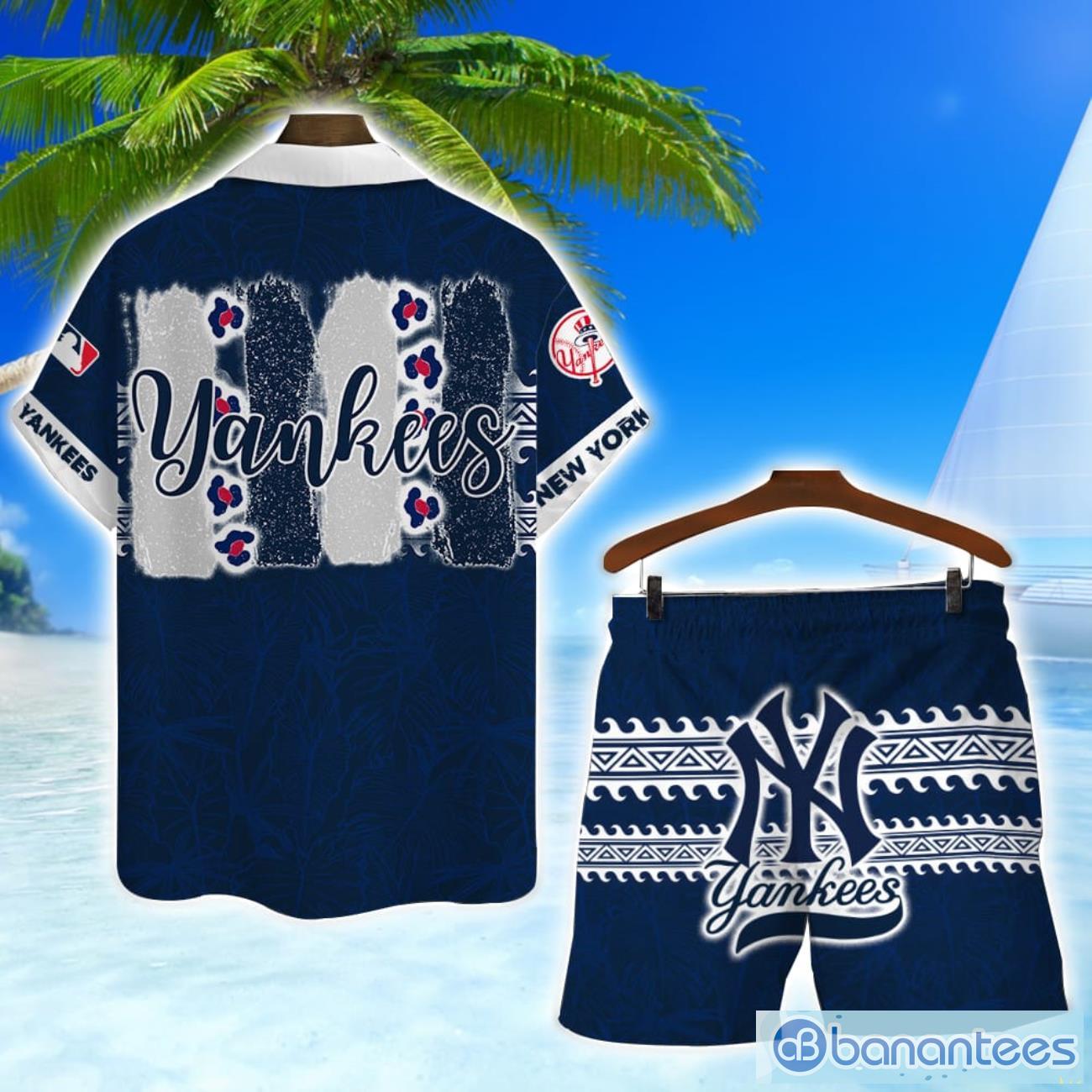 new york yankees mlb hawaiian shirt and shorts vintage pattern shirt 1 image New York Yankees MLB Hawaiian Shirt And Shorts Vintage Pattern Shirt Product Photo 2