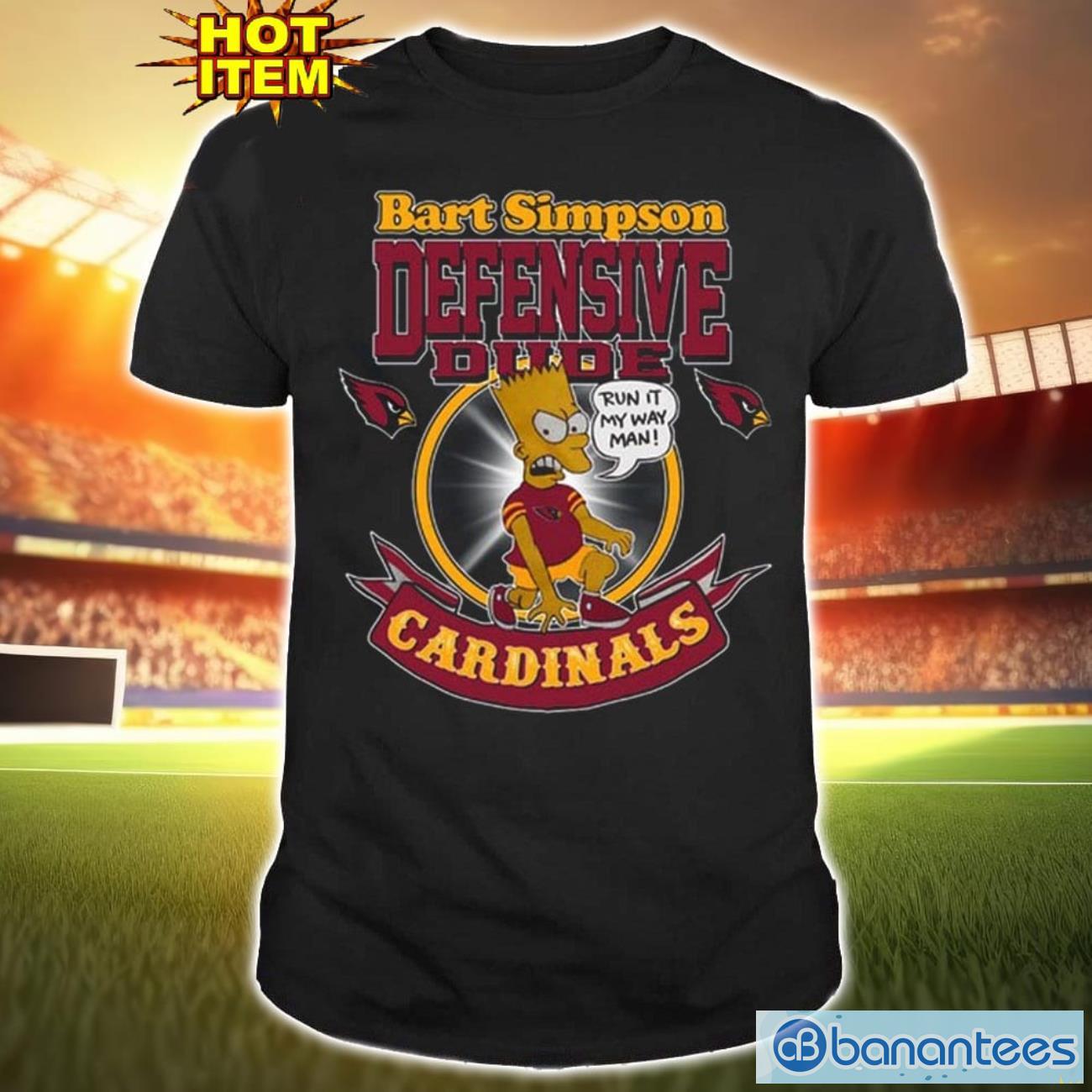 nfl arizona cardinals bart simpson defensive dude t shirt for fans image NFL Arizona Cardinals Bart Simpson Defensive Dude T Shirt For Fans Product Photo 1
