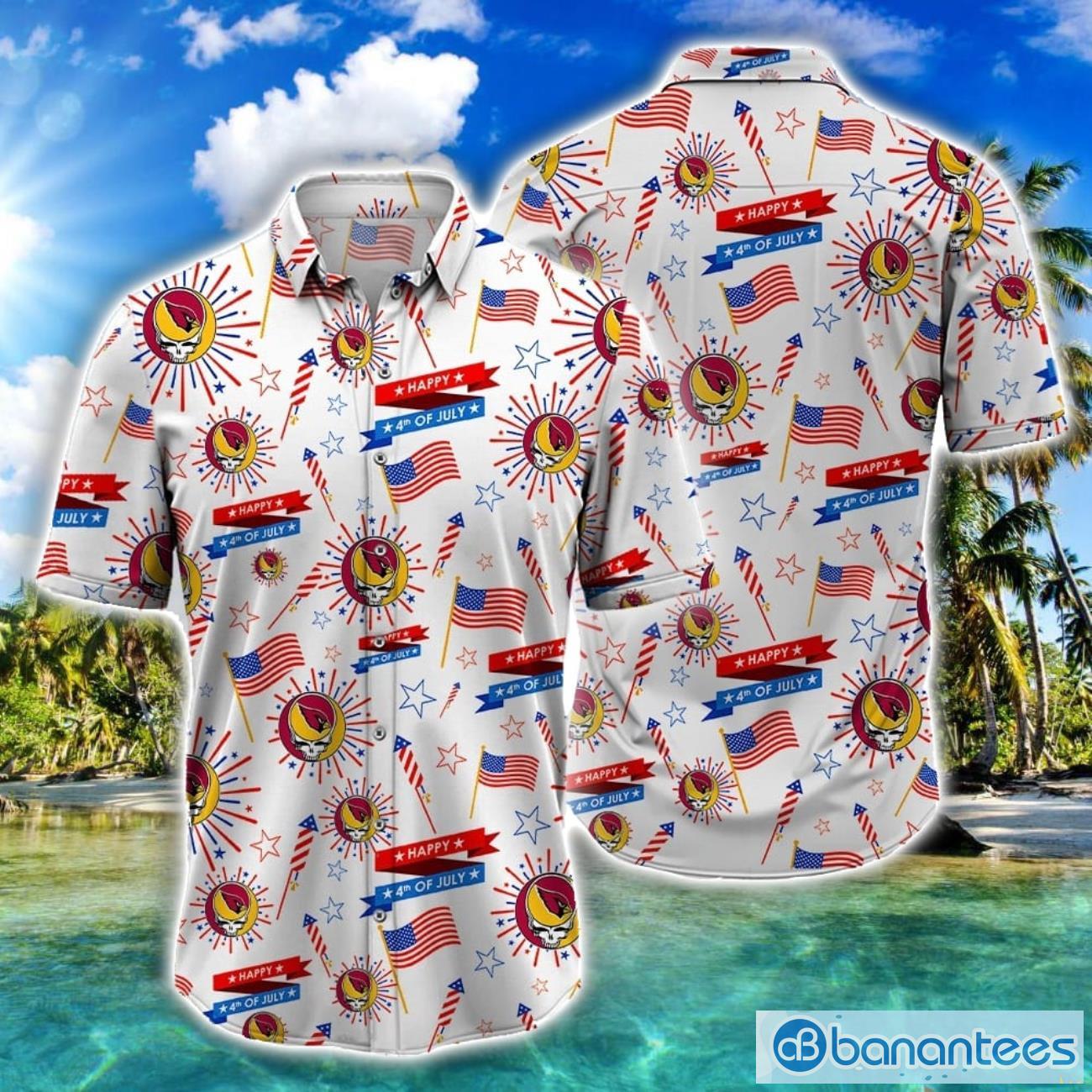 nfl arizona cardinals grateful dead and sports logo 4th of july hawaiian shirt image NFL Arizona Cardinals Grateful Dead and Sports Logo 4th Of July Hawaiian Shirt Product Photo 1