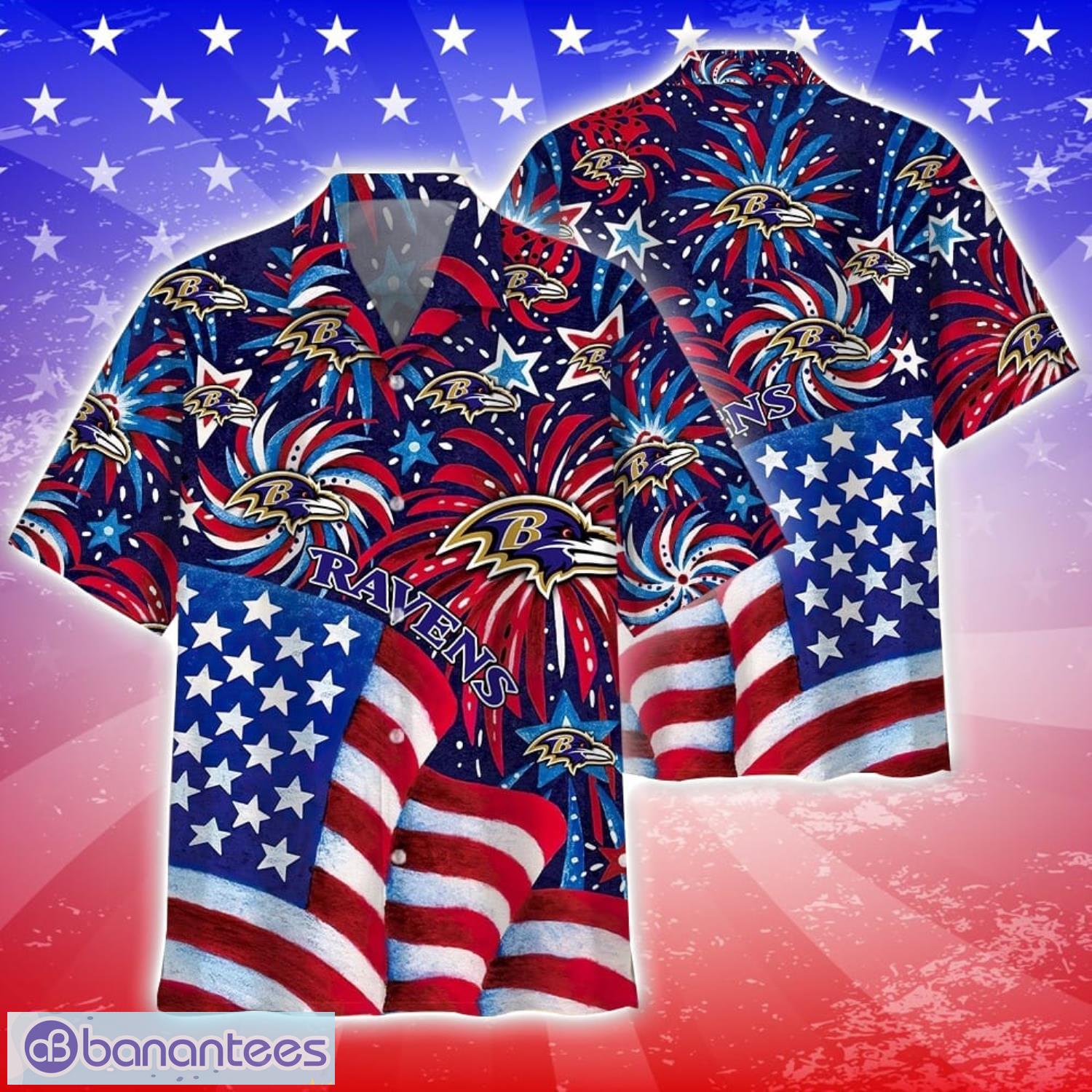 nfl baltimore ravens memorial firework hawaiian shirt tropical football lover 4th of july day hawaii shirt image NFL Baltimore Ravens Memorial Firework Hawaiian Shirt Tropical Football Lover 4th of July Day Hawaii Shirt Product Photo 1