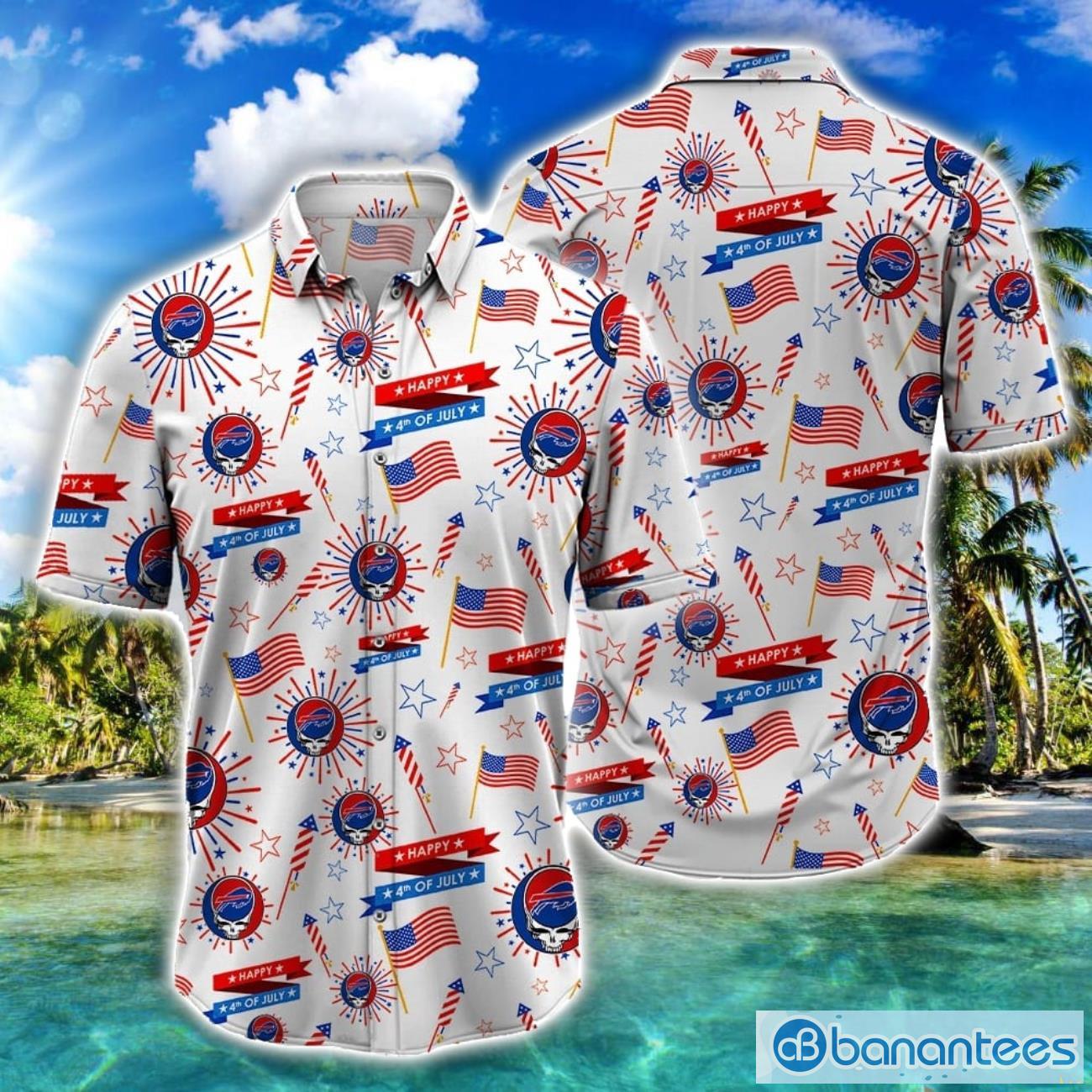 nfl buffalo bills grateful dead and sports logo 4th of july hawaiian shirt image NFL Buffalo Bills Grateful Dead and Sports Logo 4th Of July Hawaiian Shirt Product Photo 1