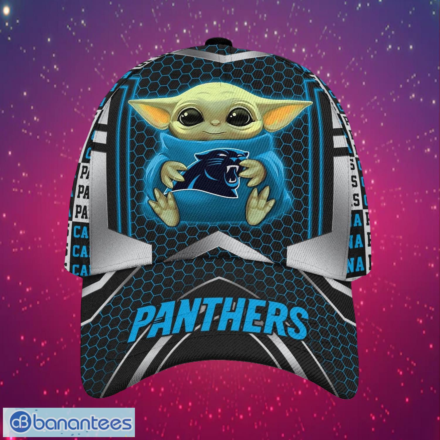nfl carolina panthers logo design baby yoda gifts for fans all over print cap image NFL Carolina Panthers Logo Design Baby Yoda Gifts For Fans All Over Print Cap Product Photo 1