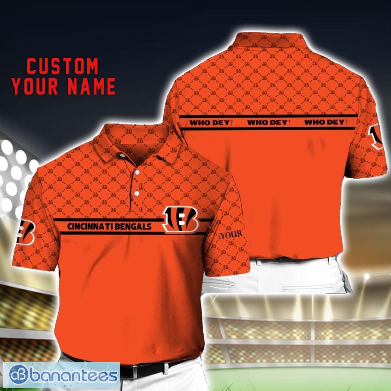 nfl cincinnati bengals polo shirt custom name football fans gift image NFL Cincinnati Bengals Polo Shirt Custom Name Football Fans Gift Product Photo 1