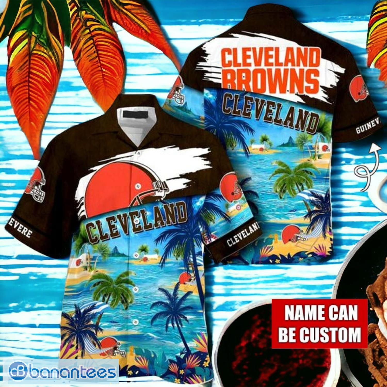 nfl cleveland browns logo fans love custom your name hawaiian shirt full over print image NFL Cleveland Browns Logo Fans Love Custom Your Name Hawaiian Shirt Full Over Print Product Photo 1