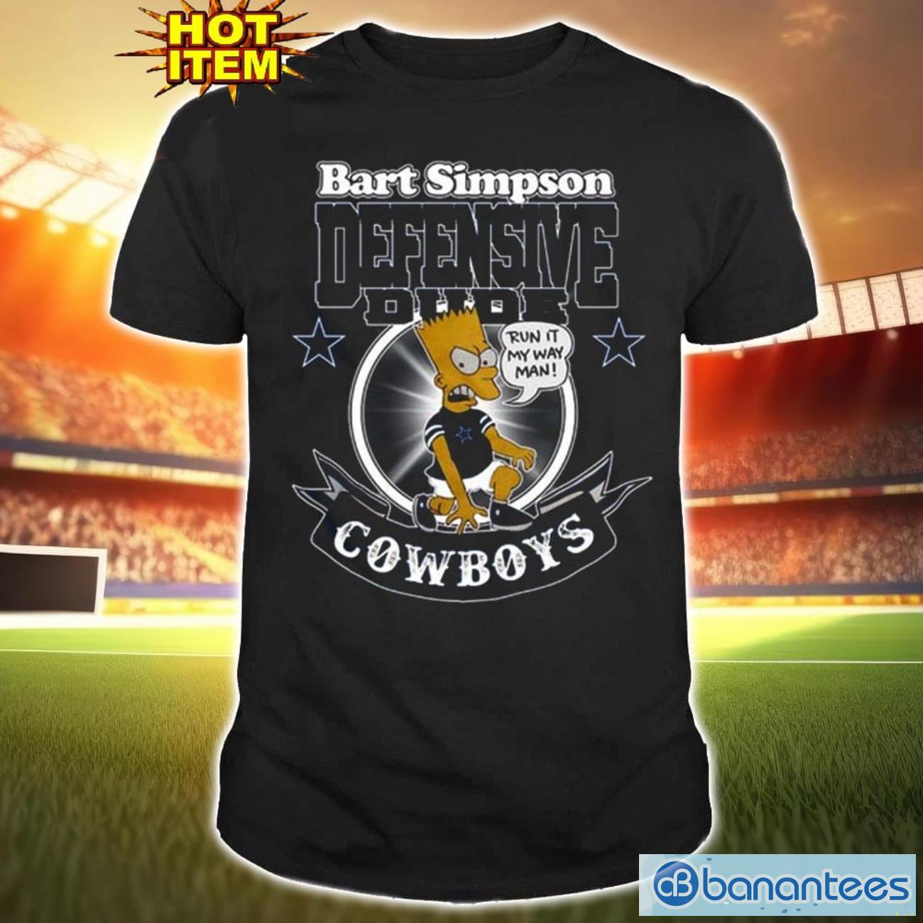 nfl dallas cowboys bart simpson defensive dude t shirt for fans image NFL Dallas Cowboys Bart Simpson Defensive Dude T Shirt For Fans Product Photo 1