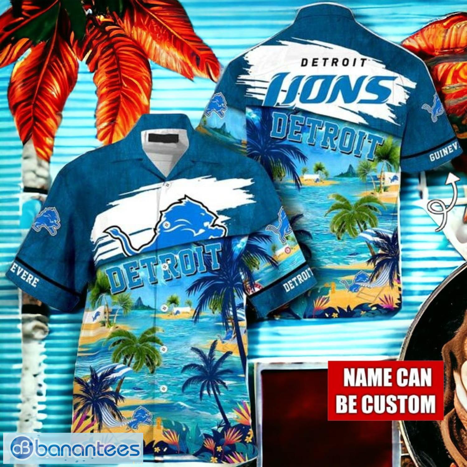 nfl detroit lions logo fans love custom your name hawaiian shirt full over print image NFL Detroit Lions Logo Fans Love Custom Your Name Hawaiian Shirt Full Over Print Product Photo 1