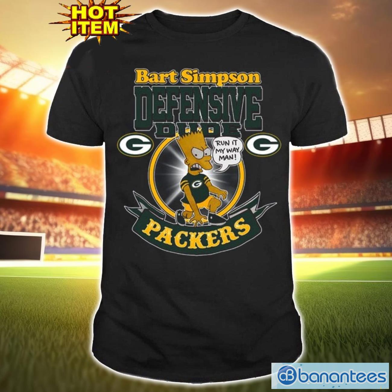 nfl green bay packers bart simpson defensive dude t shirt for fans image NFL Green Bay Packers Bart Simpson Defensive Dude T Shirt For Fans Product Photo 1
