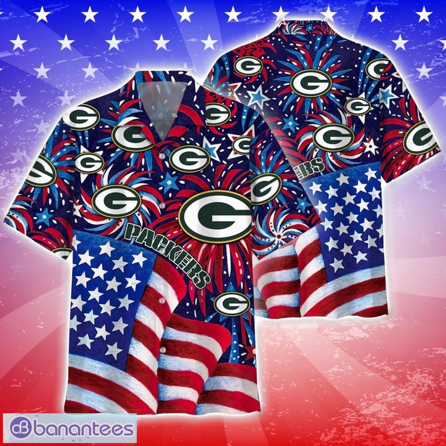 nfl green bay packers memorial firework hawaiian shirt tropical football lover 4th of july day hawaii shirt image NFL Green Bay Packers Memorial Firework Hawaiian Shirt Tropical Football Lover 4th of July Day Hawaii Shirt Product Photo 1