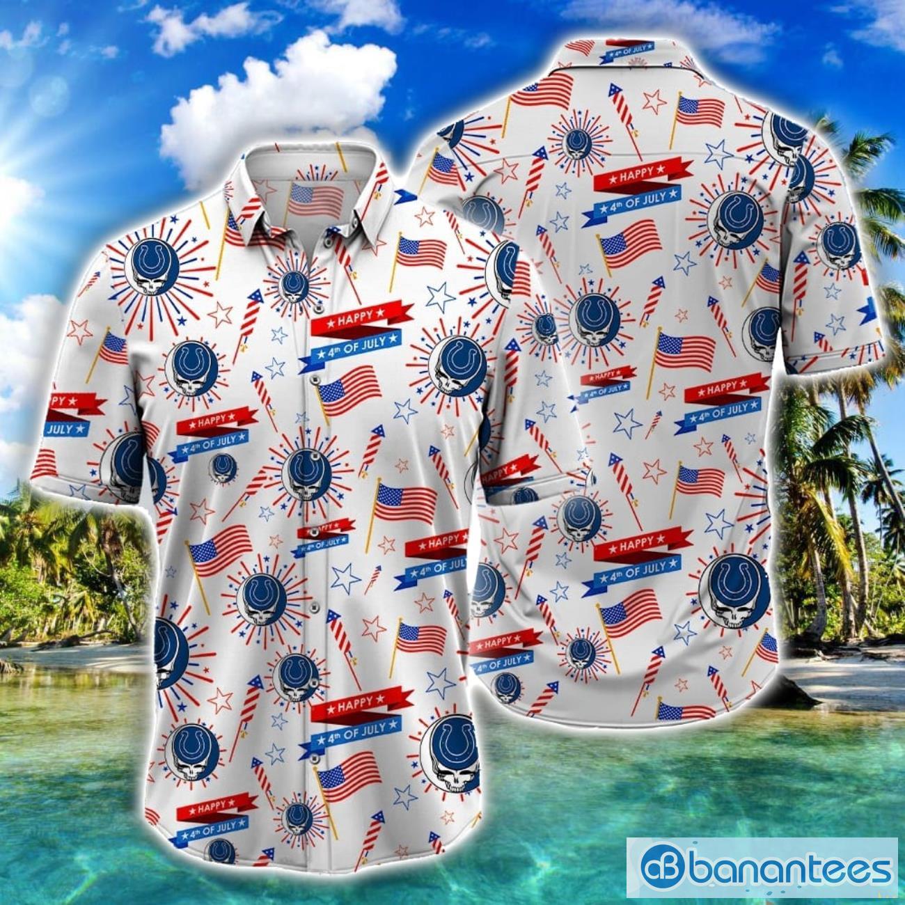 nfl indianapolis colts grateful dead and sports logo 4th of july hawaiian shirt image NFL Indianapolis Colts Grateful Dead and Sports Logo 4th Of July Hawaiian Shirt Product Photo 1