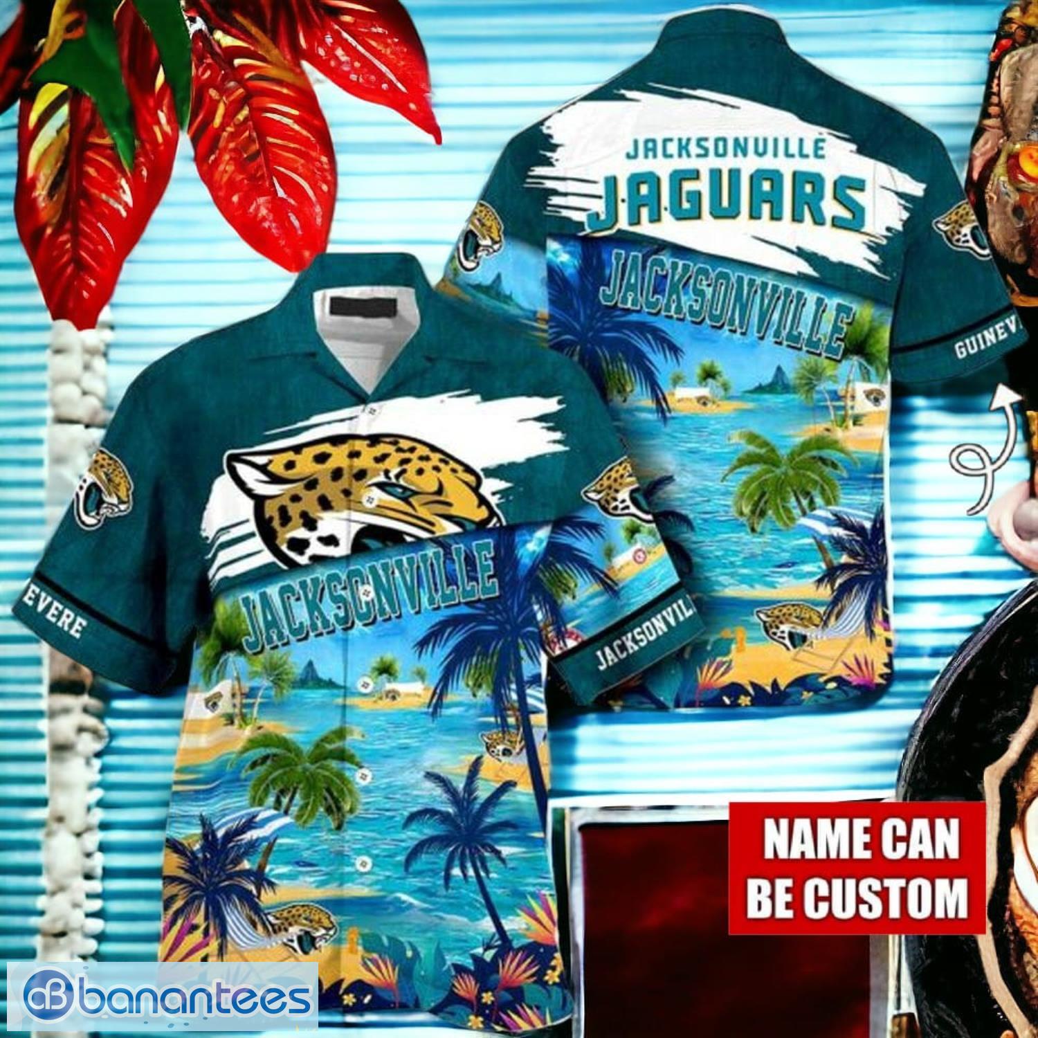 nfl jacksonville jaguars logo fans love custom your name hawaiian shirt full over print image NFL Jacksonville Jaguars Logo Fans Love Custom Your Name Hawaiian Shirt Full Over Print Product Photo 1