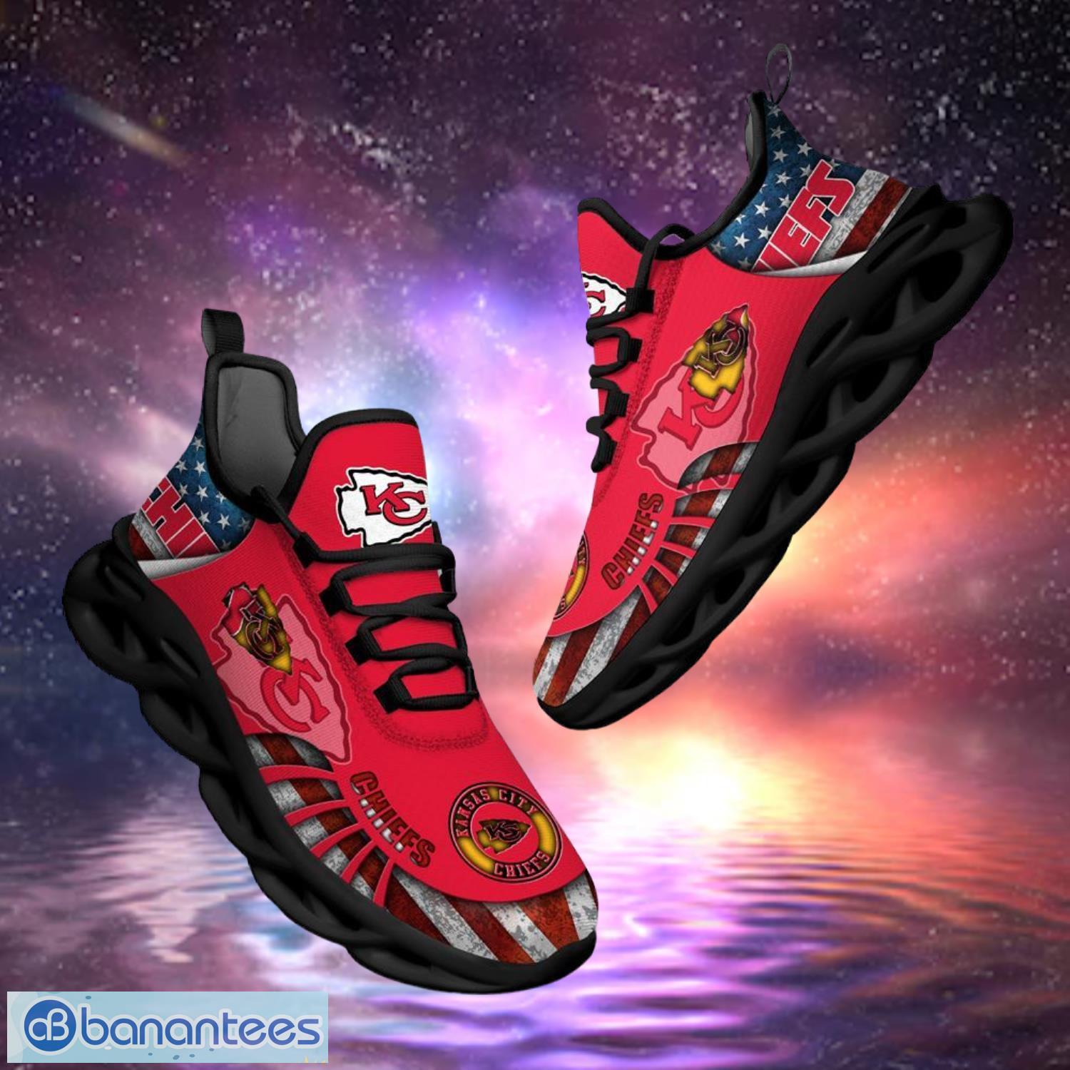 nfl kansas city chiefs design logo america flag gift for fans max shoes image NFL Kansas City Chiefs Design Logo & America Flag Gift For Fans Max Shoes Product Photo 1