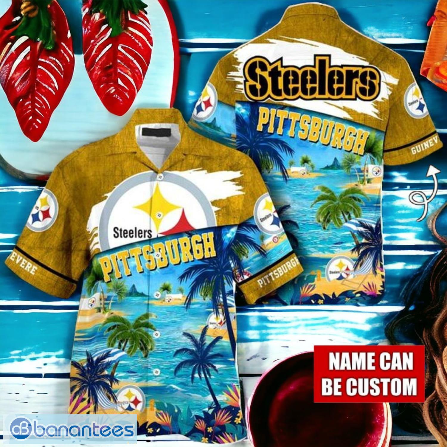 nfl pittsburgh steelers logo fans love custom your name hawaiian shirt full over print image NFL Pittsburgh Steelers Logo Fans Love Custom Your Name Hawaiian Shirt Full Over Print Product Photo 1