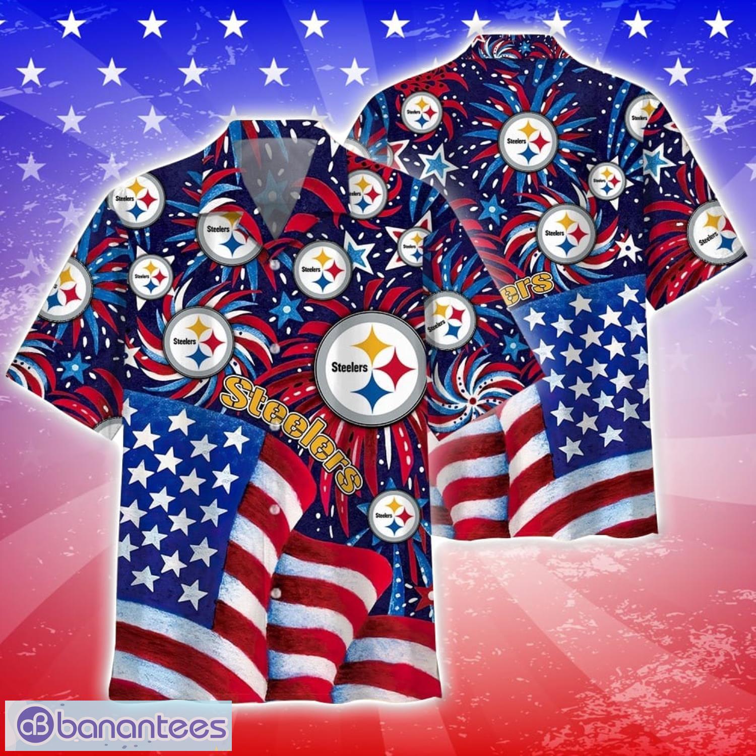 nfl pittsburgh steelers memorial firework hawaiian shirt tropical football lover 4th of july day hawaii shirt image NFL Pittsburgh Steelers Memorial Firework Hawaiian Shirt Tropical Football Lover 4th of July Day Hawaii Shirt Product Photo 1