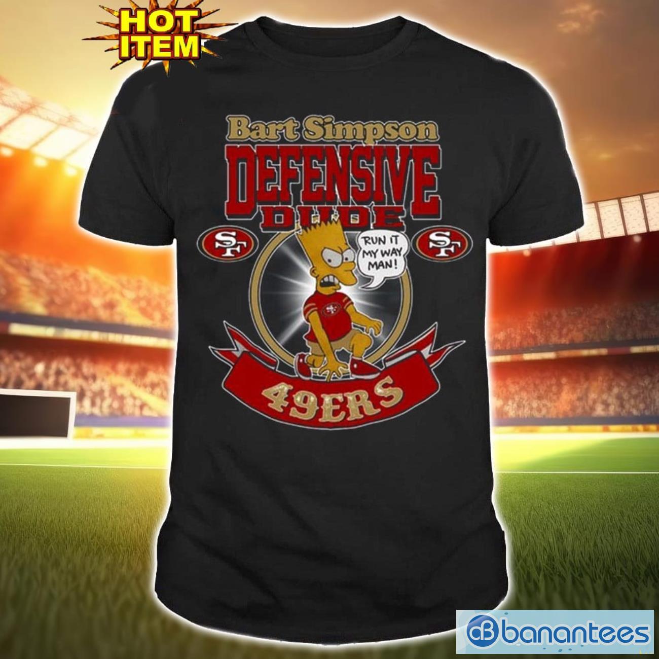 nfl san francisco 49ers bart simpson defensive dude t shirt for fans image NFL San Francisco 49ers Bart Simpson Defensive Dude T Shirt For Fans Product Photo 1