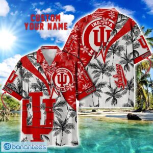 Indiana Hoosiers Hawaii Shirt Vintage coconut Pattern Tropical Hawaiian Football Beach Shirts Custom Name Product Photo 1