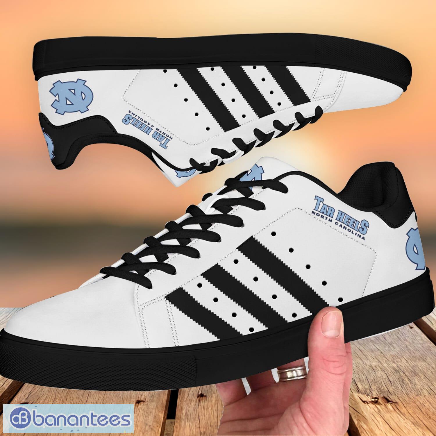 north carolina tar heels low top skate shoes stan smith shoes black striped 1 image North Carolina Tar Heels Low Top Skate Shoes Stan Smith Shoes Black Striped Product Photo 2